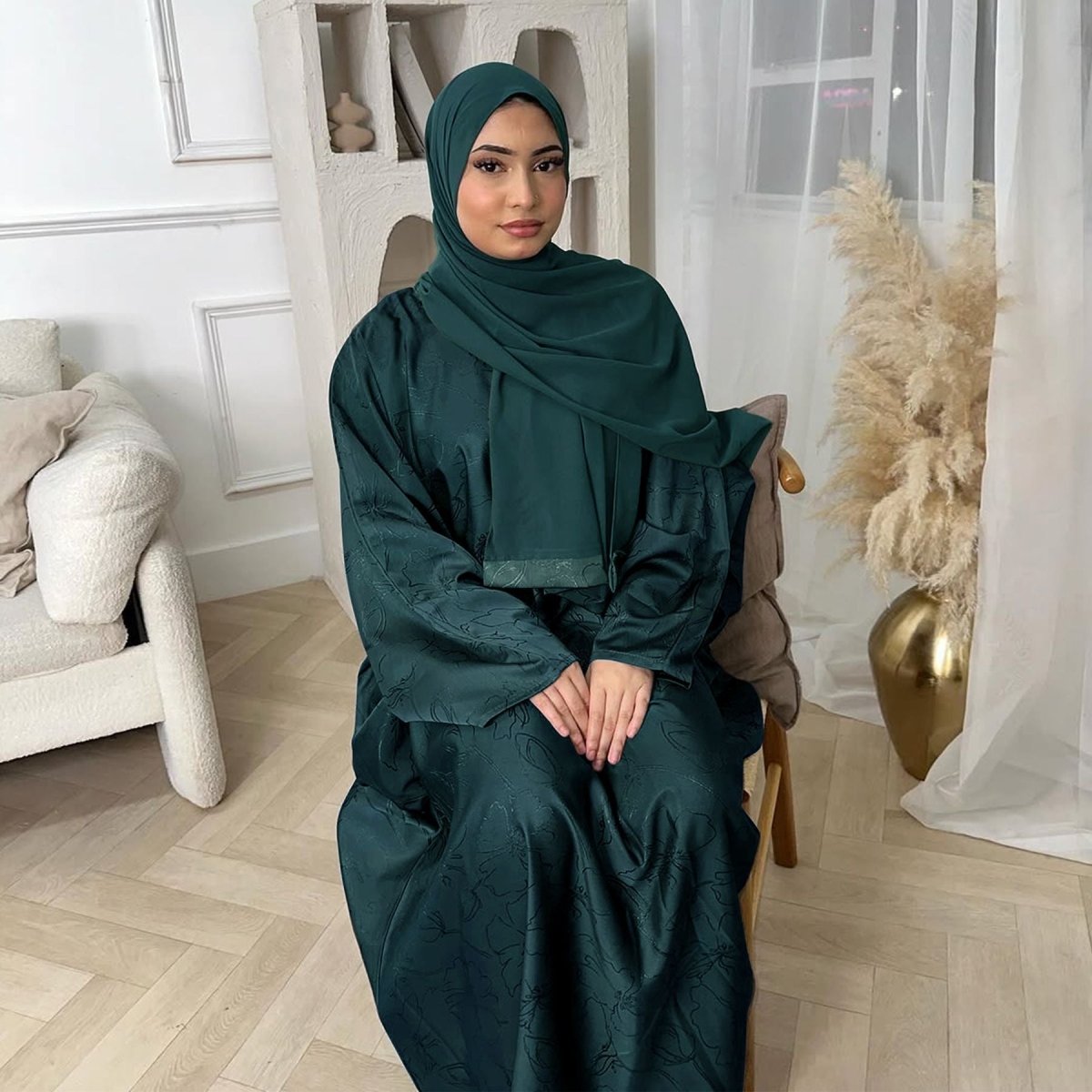 3D Jacquard Woven Satin Abaya (MA138)