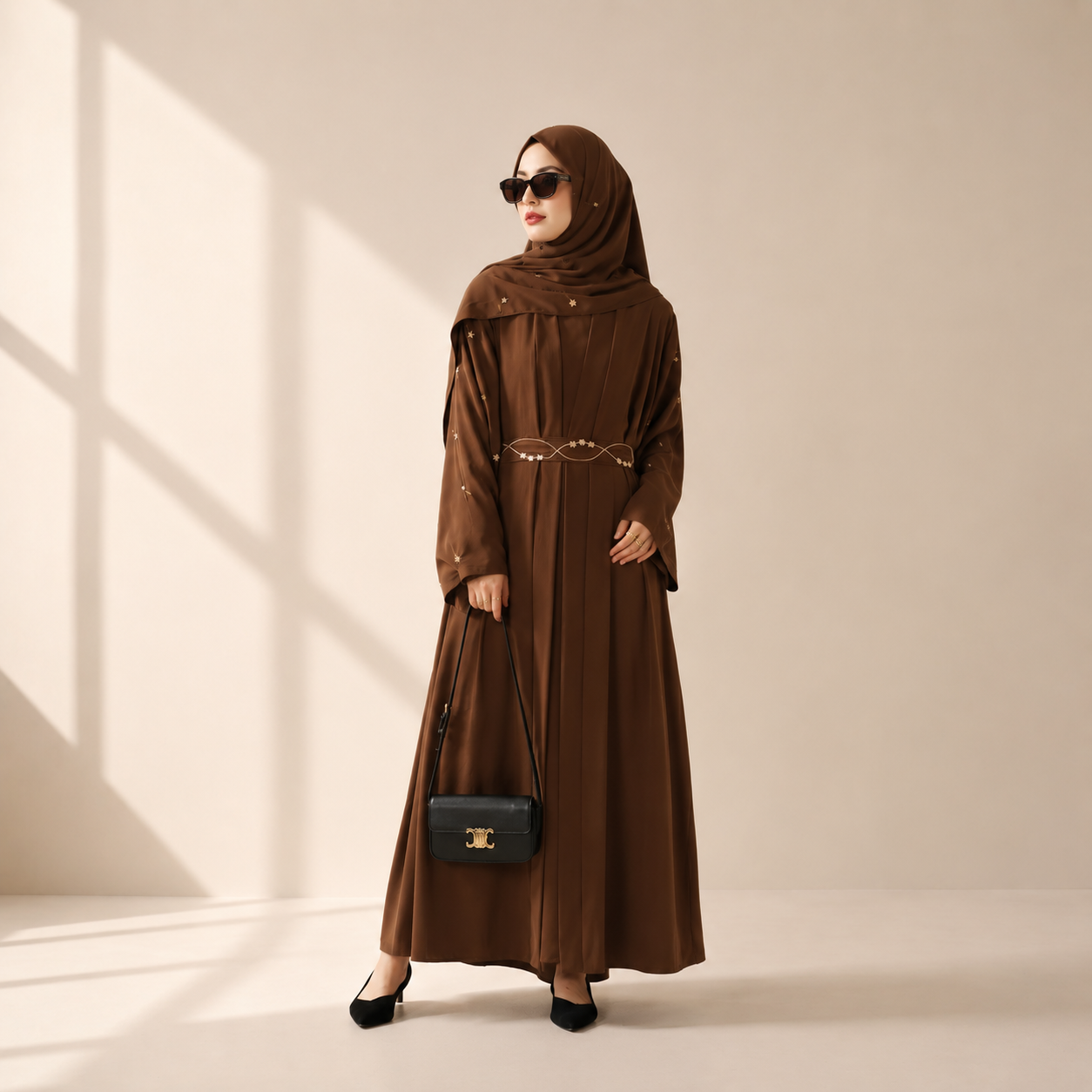 Archive Piece Tulip Embroidery Open Abaya 4-Piece Set - MP005 (Size M/S Only)