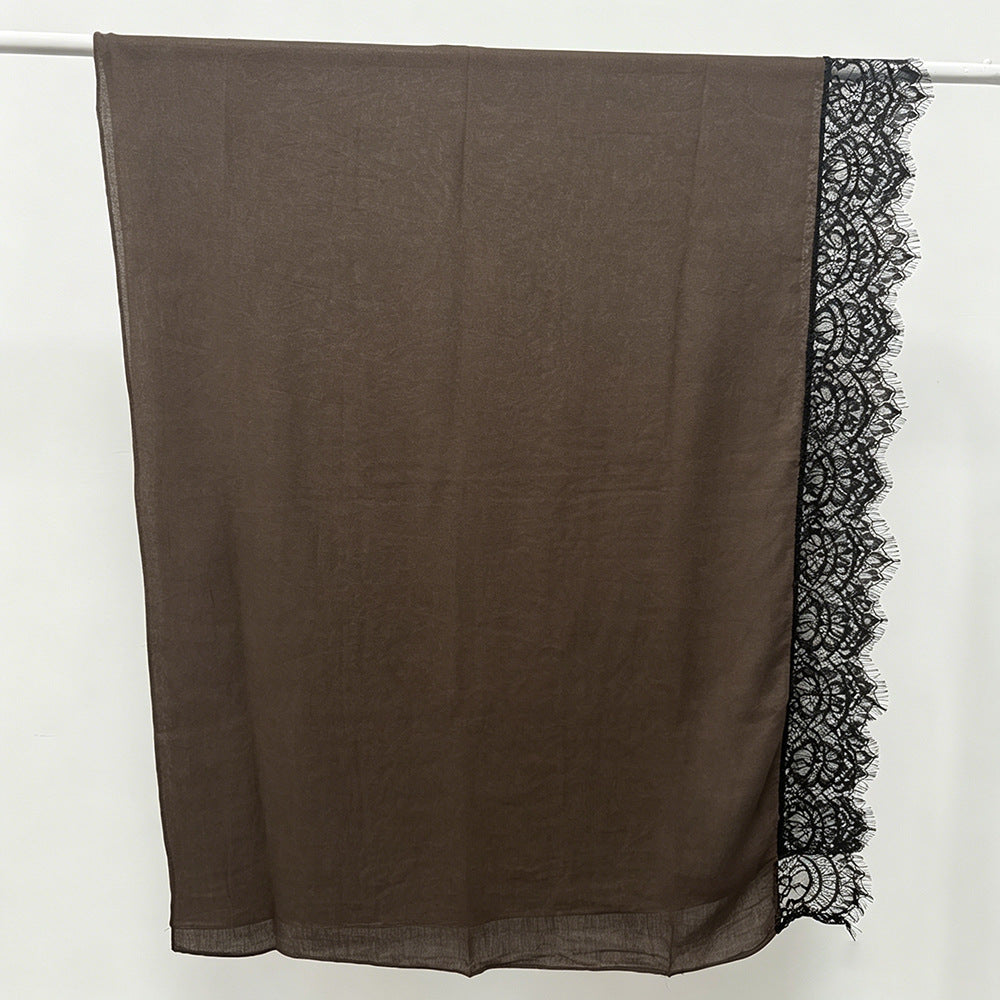 Lace Trim Rayon Hijab Scarf(MH211)