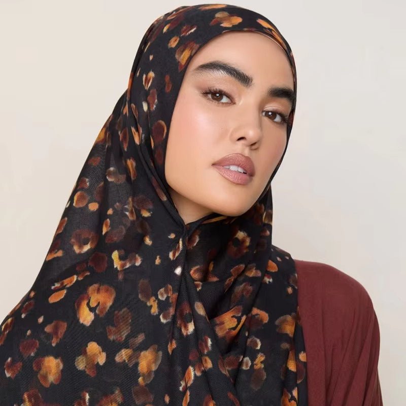 Breathable Versatile Stylish Headscarf Floral-Print Hijab (MH177)