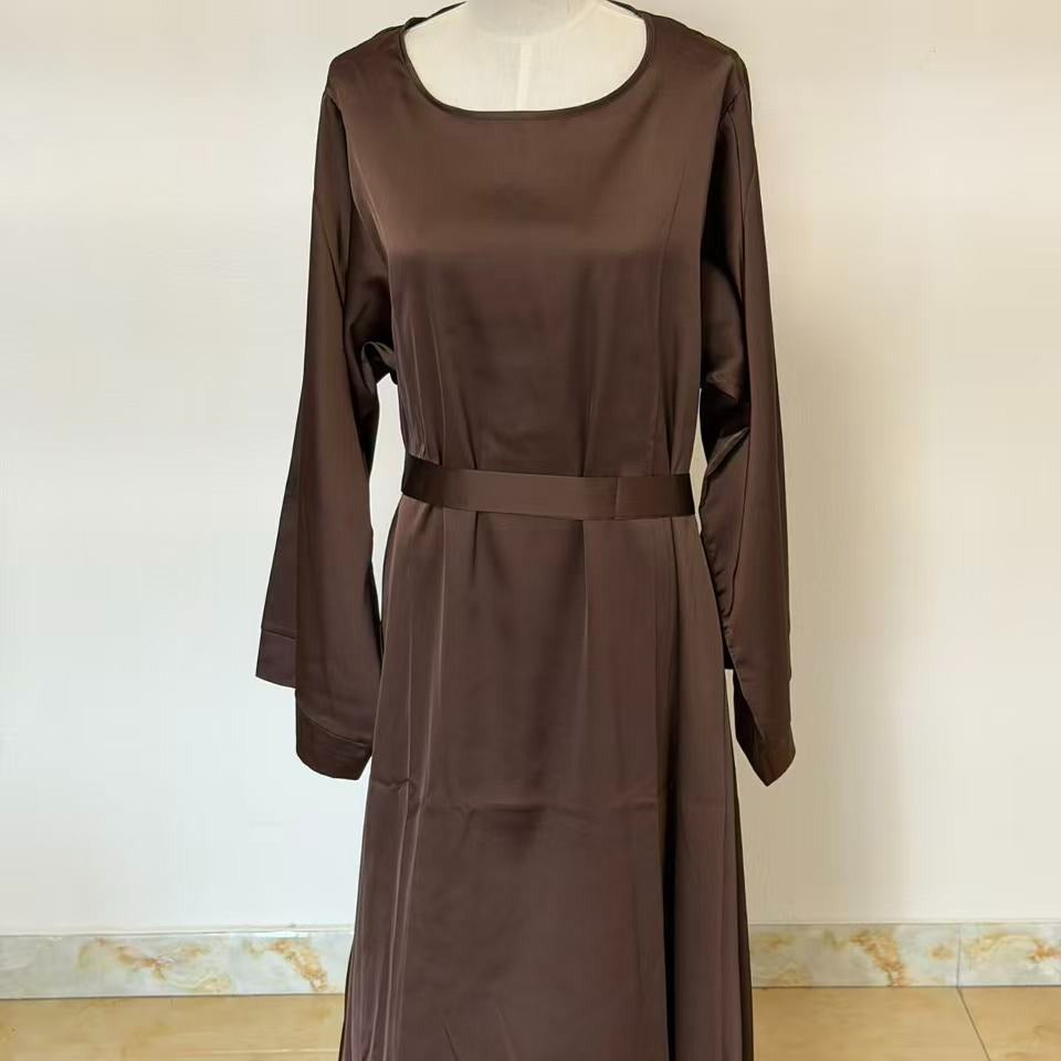 Archive Piece Satin Maxi Abaya with Belt - MP031 (Size S Only)