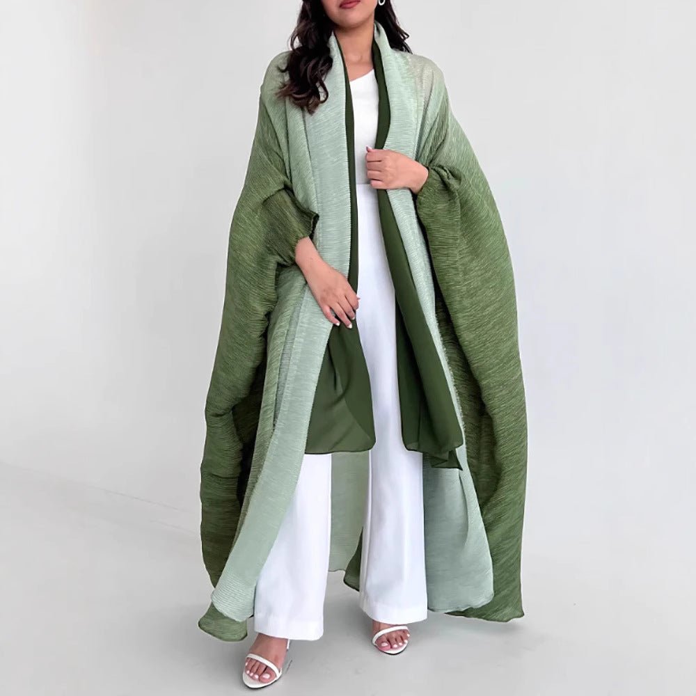 Chic Pleated Ombre Batwing Open Abaya (MOA120)
