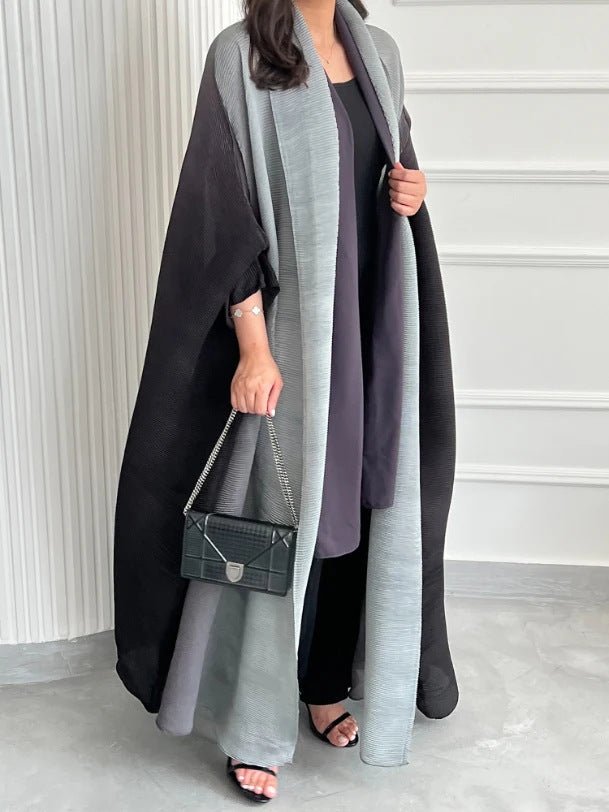 Chic Pleated Ombre Batwing Open Abaya (MOA120)