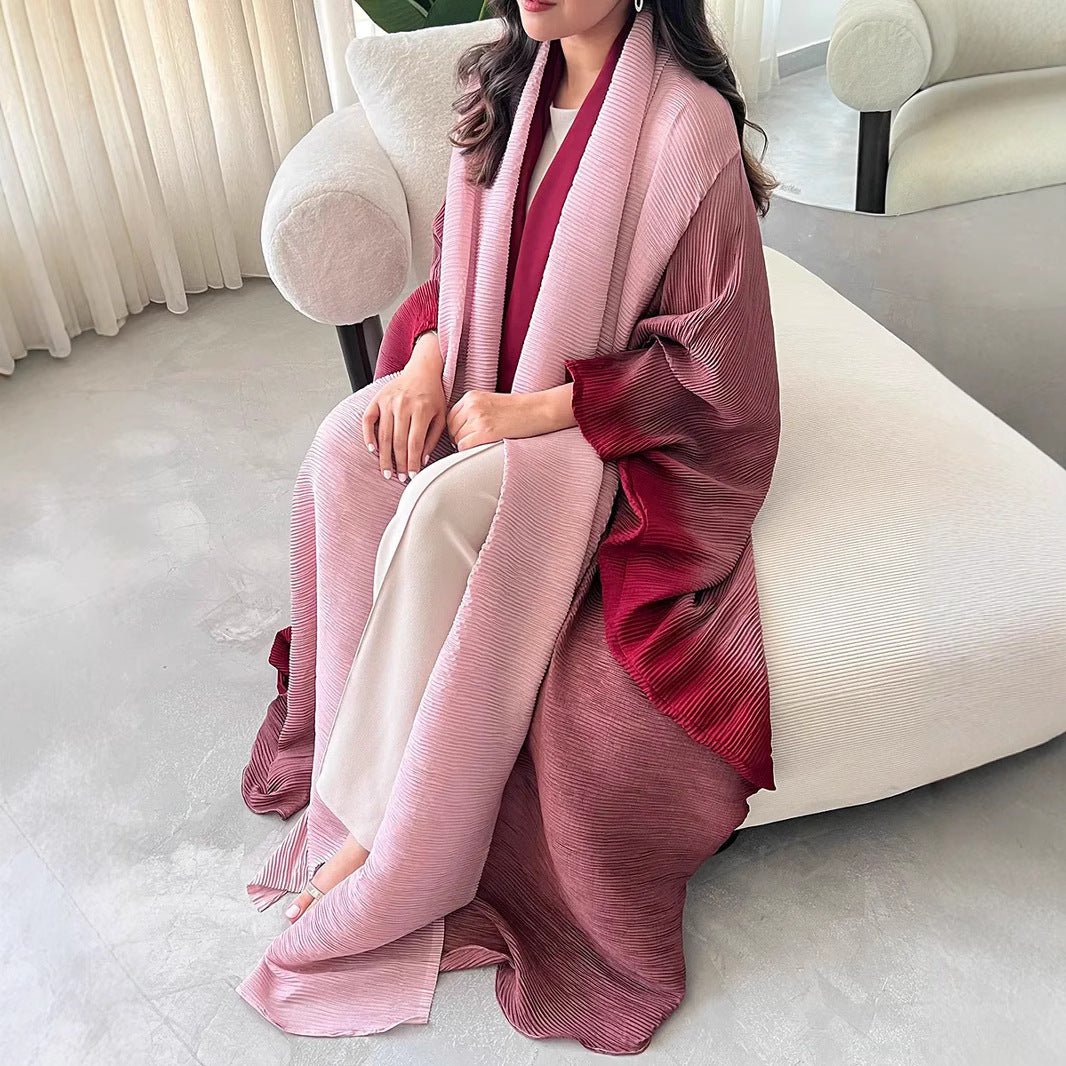 Chic Pleated Ombre Batwing Open Abaya (MOA120)