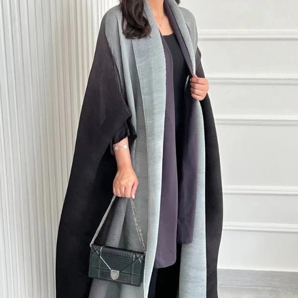 Chic Pleated Ombre Batwing Open Abaya (MOA120)