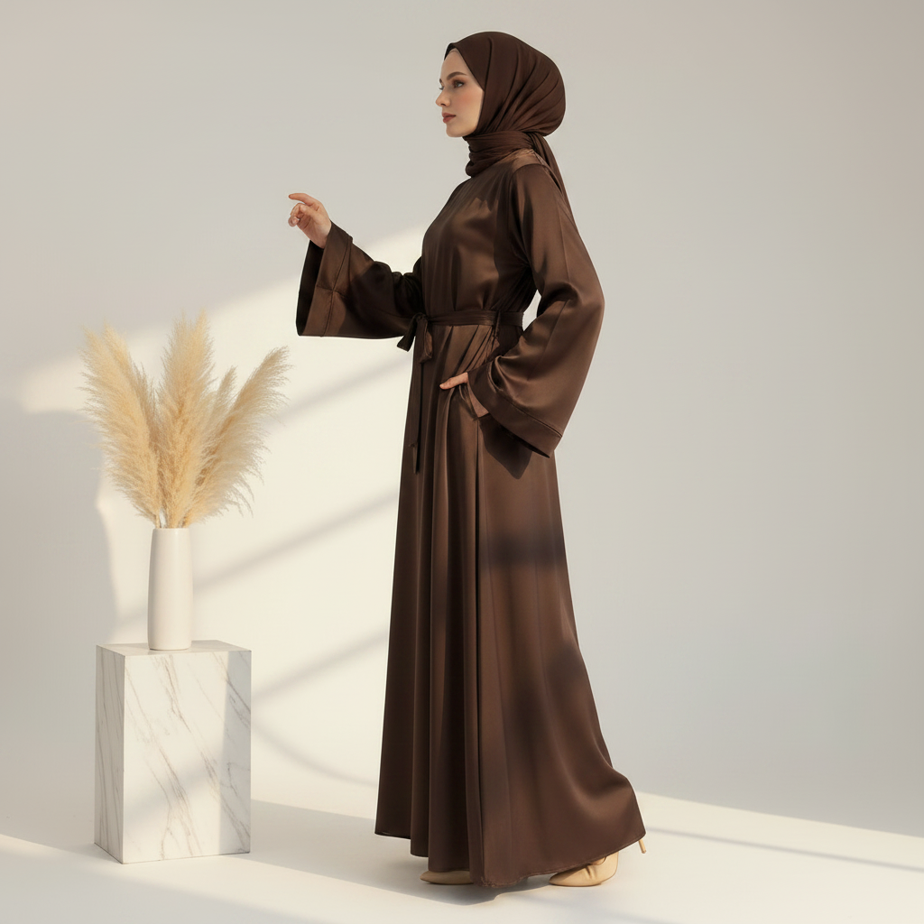 Archive Piece Satin Maxi Abaya with Belt - MP031 (Size S Only)