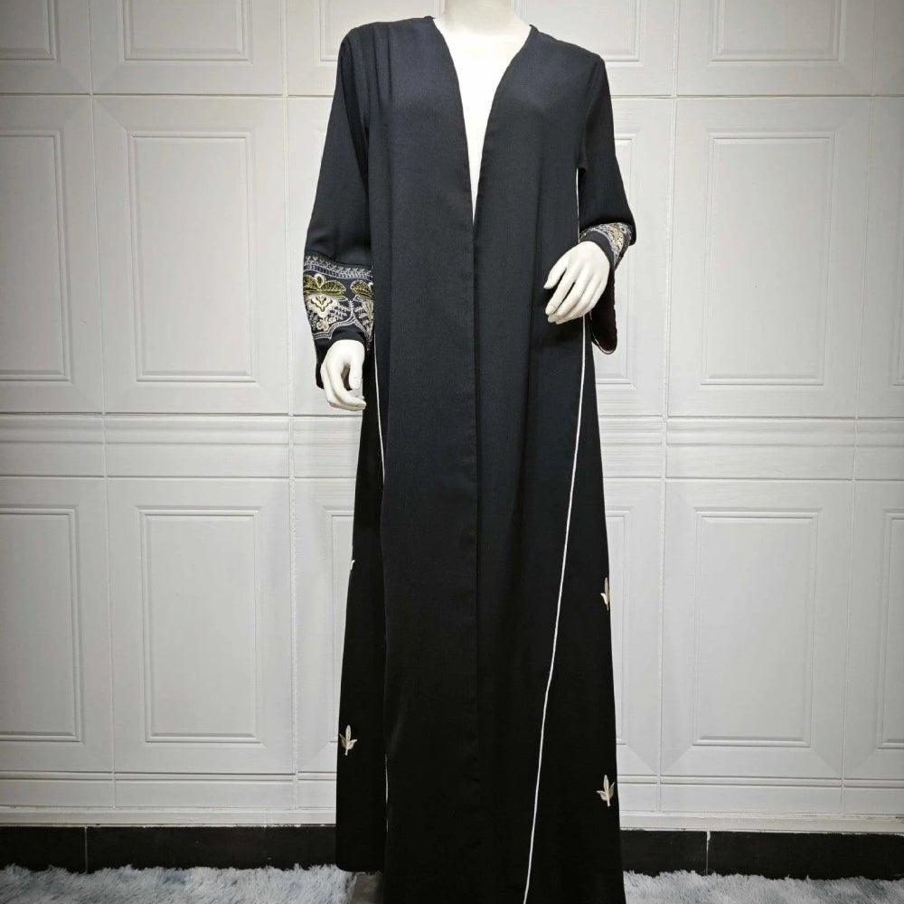 Elegant Embroidered Temperament Open Abaya (MOA062)