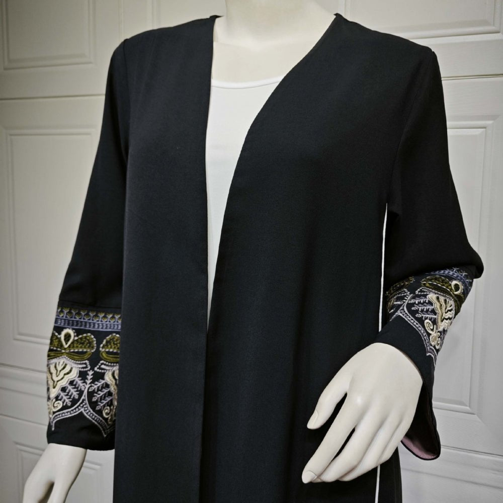 Elegant Embroidered Temperament Open Abaya (MOA062)