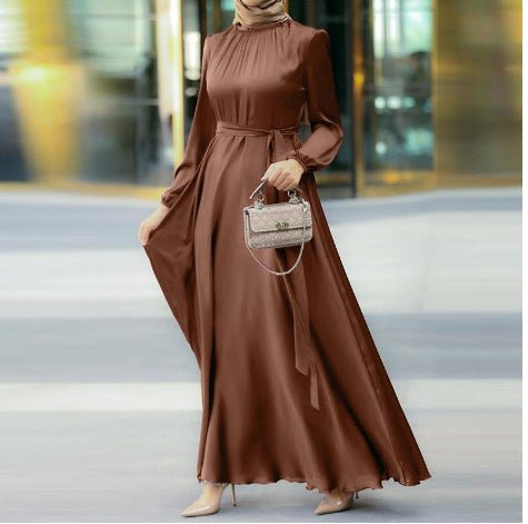 Elegant Faux Silk Abaya | Round Neck Abaya (MA148)