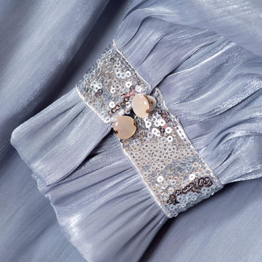 Elegant Glossy Flower Cuff Sequinned Abaya | Glossy Abaya With Sequins (MA140)
