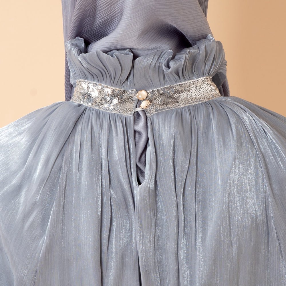Elegant Glossy Flower Cuff Sequinned Abaya | Glossy Abaya With Sequins (MA140)