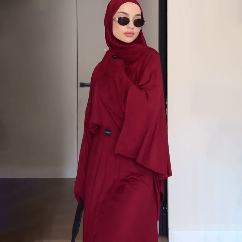Elegant Solid Color Two-Piece Set | Side Slit Long Sleeve Top & Pleated Skirt(MS135)