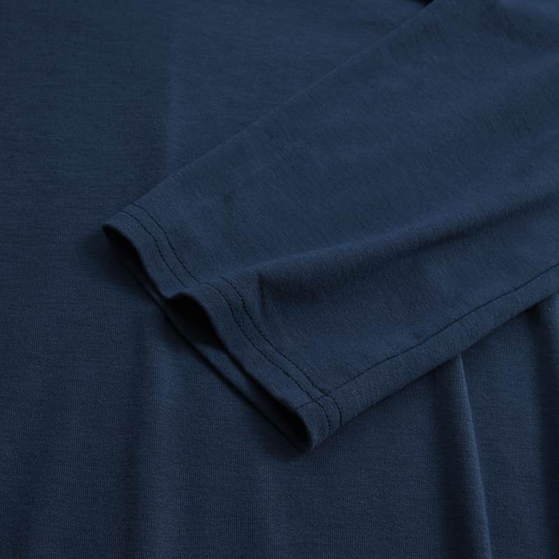 Elegant V-Neck Long Sleeve Maxi Dress | Loose Fit Cotton Blend Dress with Hidden Pockets(MA314)