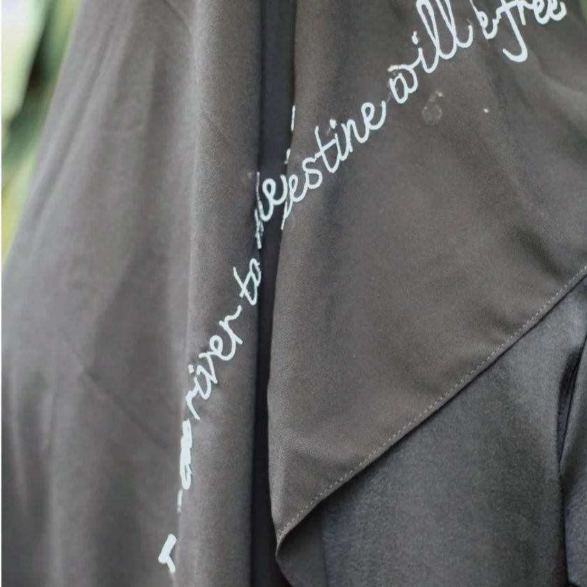 Free Palestine Chiffon Hijab – Cultural Statement Scarf with Arabic Letter Design (MH107)