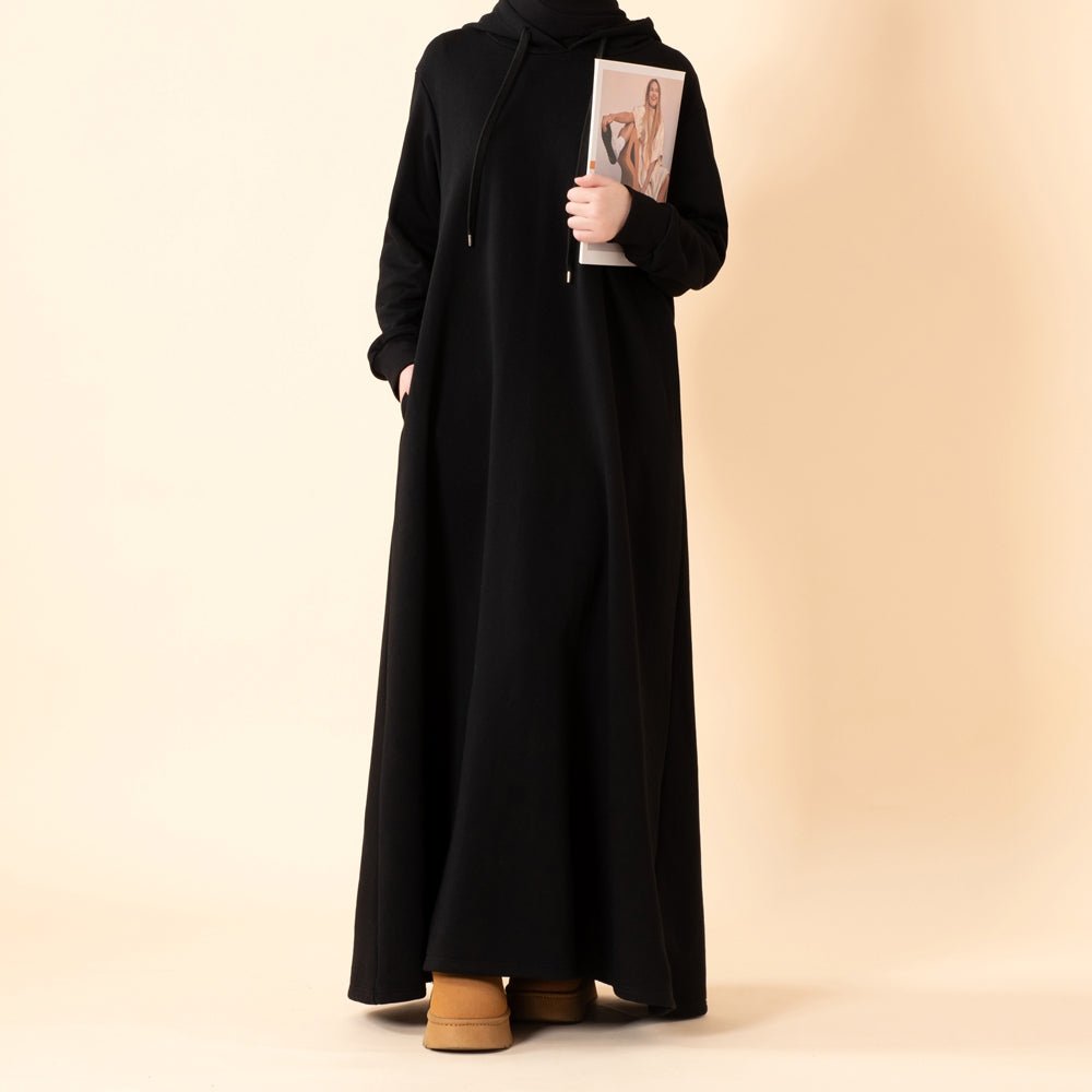 French Terry Hoodie Abaya With Pockets (MA340)
