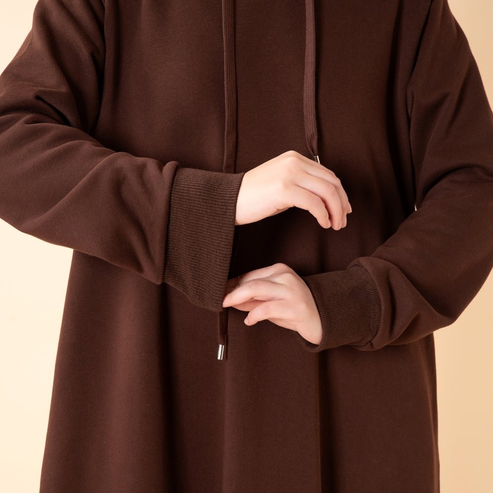 French Terry Hoodie Abaya With Pockets (MA340)