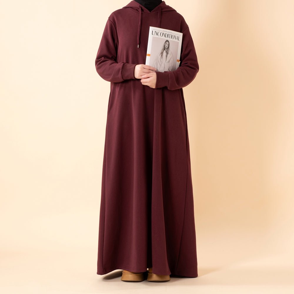 French Terry Hoodie Abaya With Pockets (MA340)