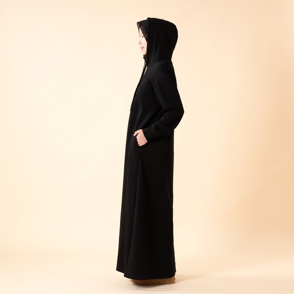 French Terry Hoodie Abaya With Pockets (MA340)