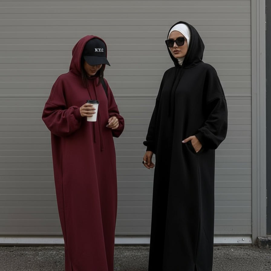 French Terry Hoodie Abaya With Pockets (MA340)
