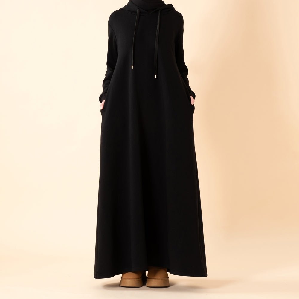 French Terry Hoodie Abaya With Pockets (MA340)