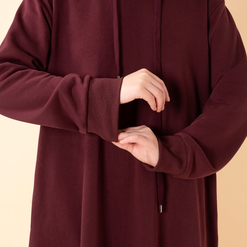 French Terry Hoodie Abaya With Pockets (MA340)