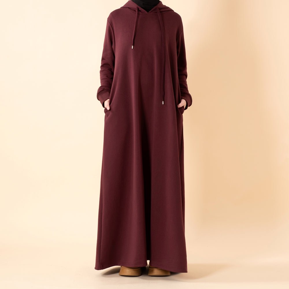 French Terry Hoodie Abaya With Pockets (MA340)