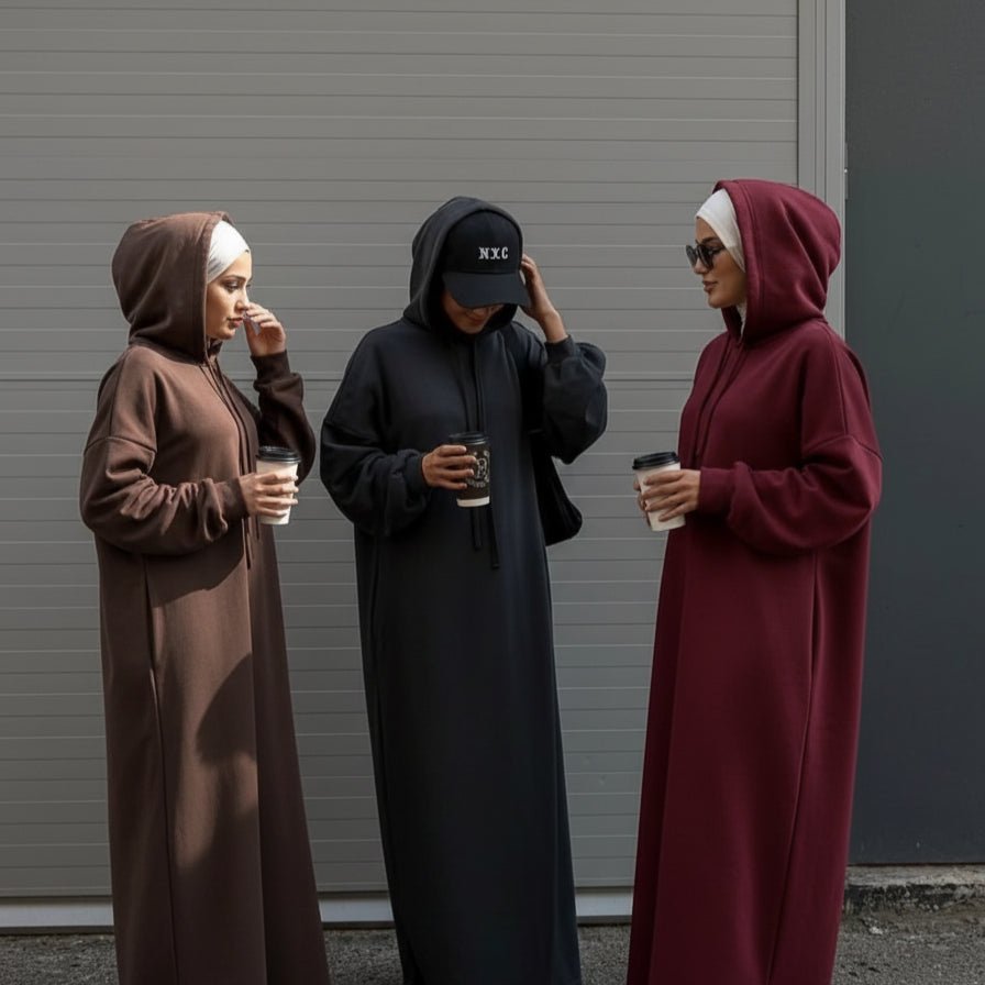 French Terry Hoodie Abaya With Pockets (MA340)