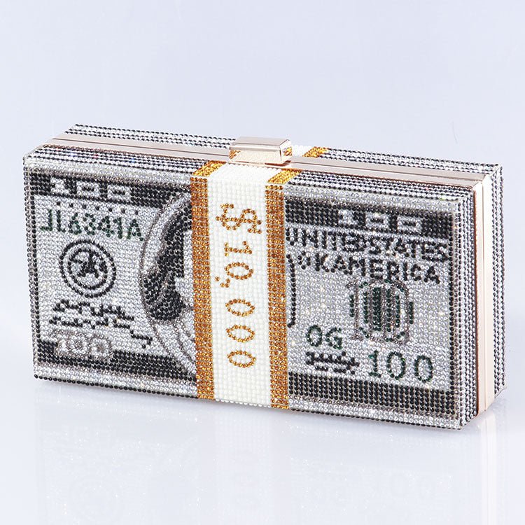 Glamorous Fully Bedazzled Dollar Motif Evening Bag Party Clutch (MAC293)
