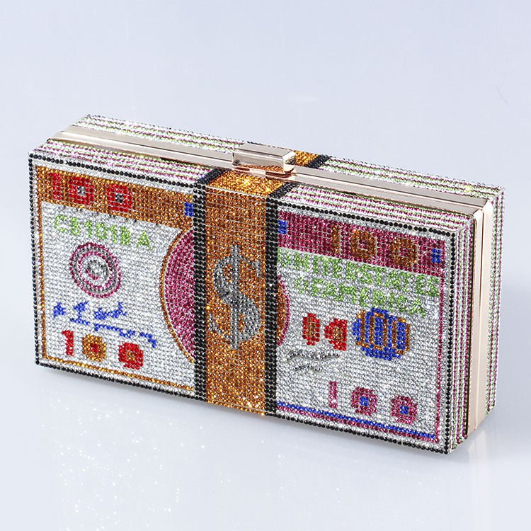 Glamorous Fully Bedazzled Dollar Motif Evening Bag Party Clutch (MAC293)