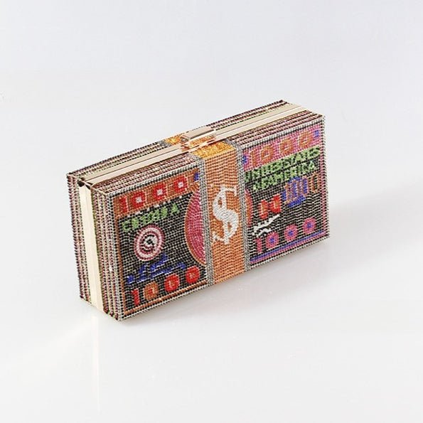 Glamorous Fully Bedazzled Dollar Motif Evening Bag Party Clutch (MAC293)