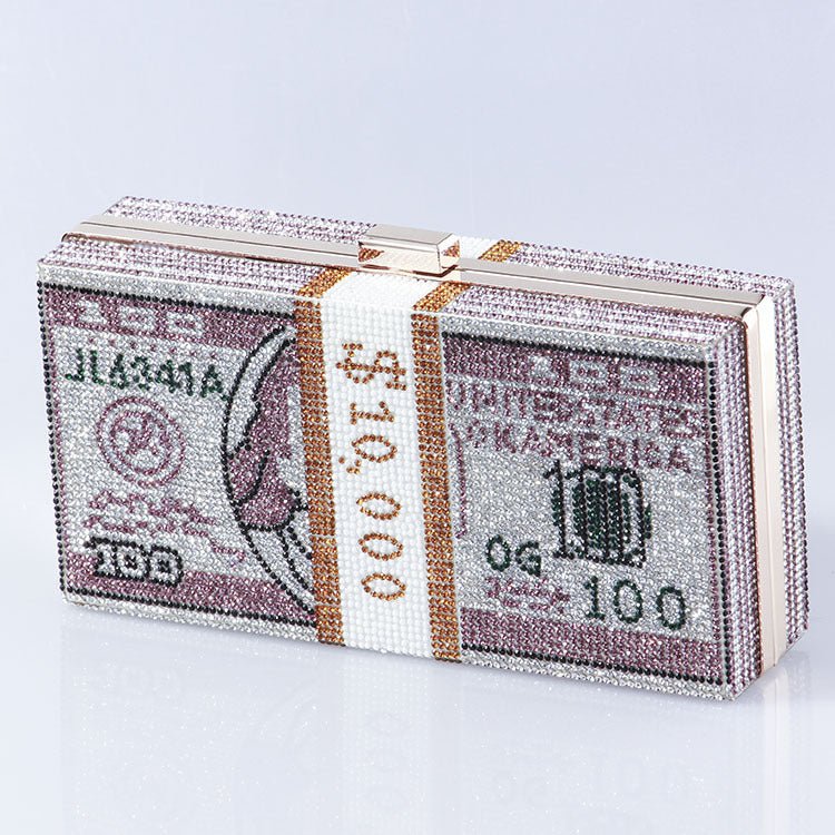 Glamorous Fully Bedazzled Dollar Motif Evening Bag Party Clutch (MAC293)