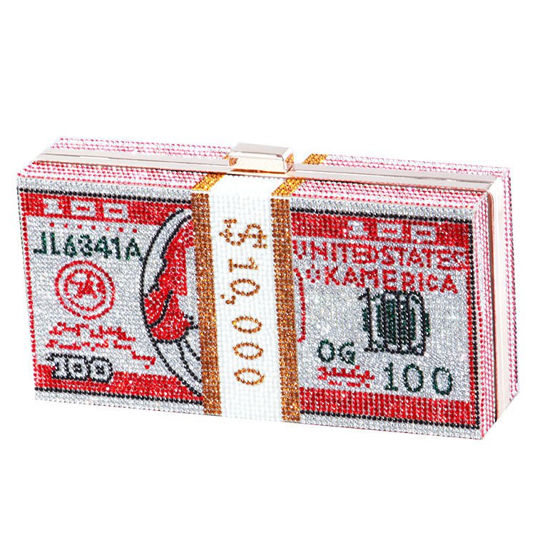 Glamorous Fully Bedazzled Dollar Motif Evening Bag Party Clutch (MAC293)