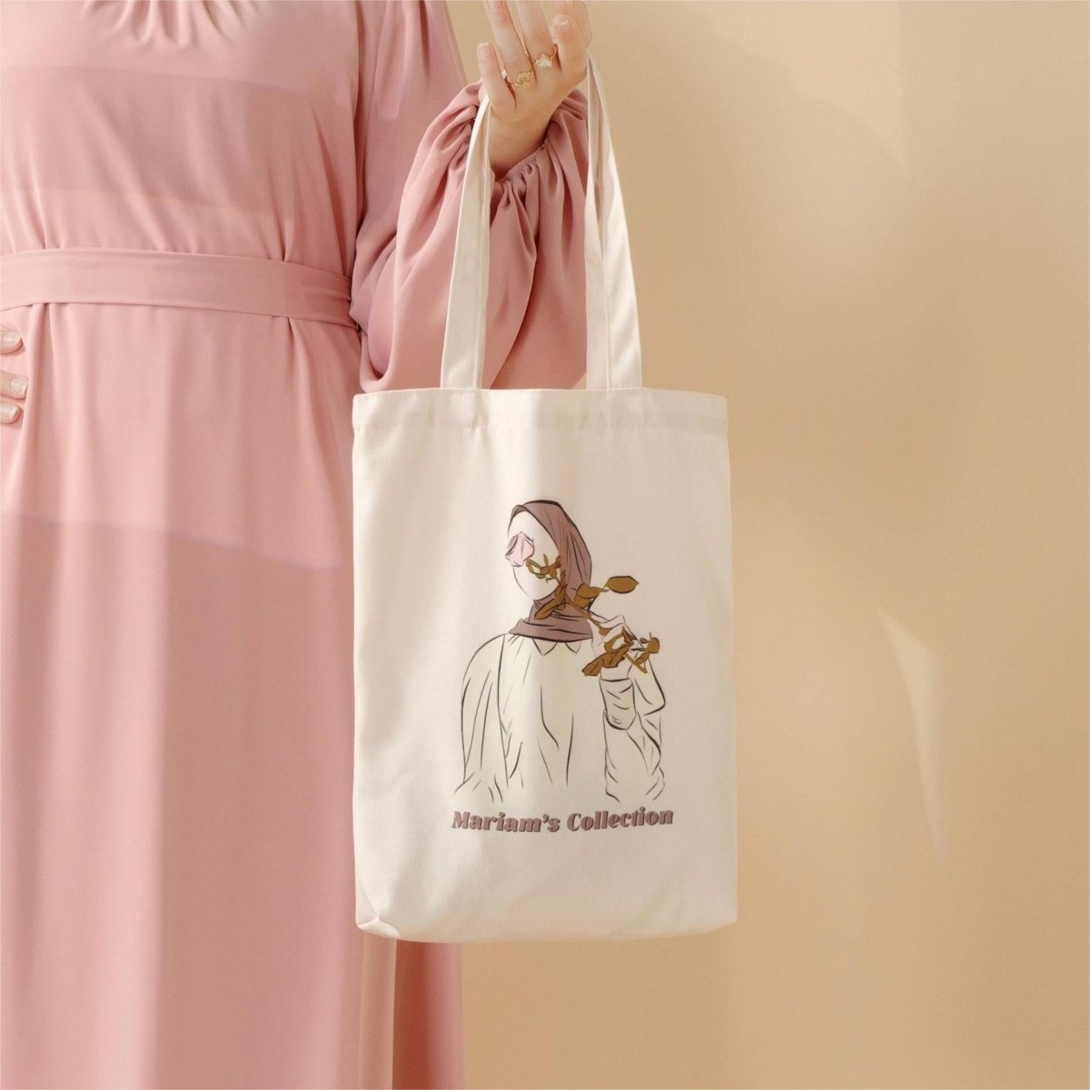 Hijabi Illustrated Canvas Tote Bag – Mariam’s Collection(MAC235)