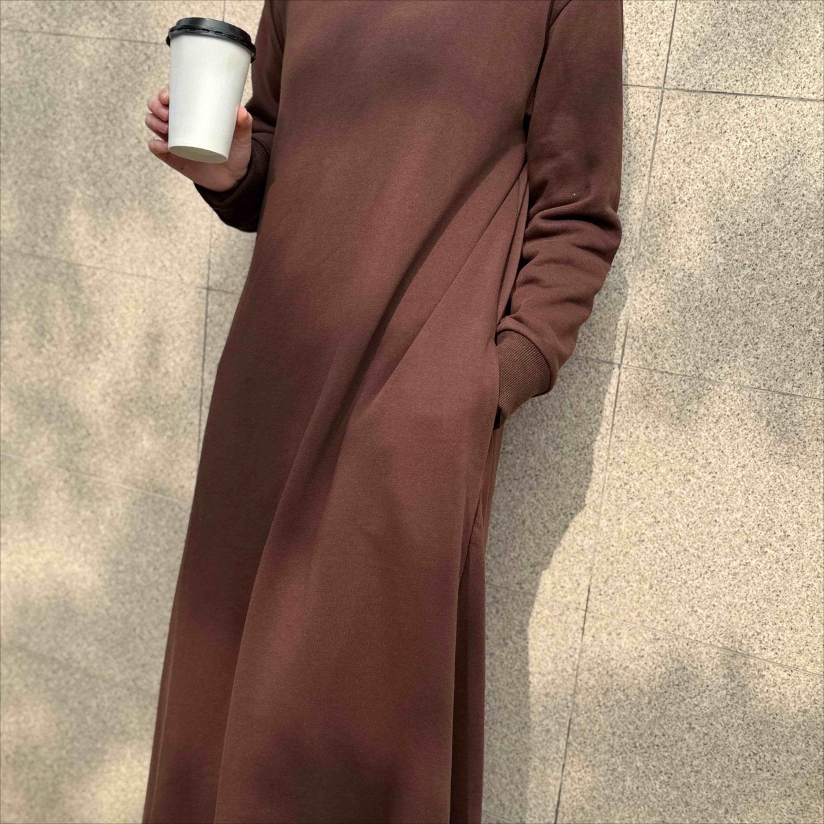 French Terry Hoodie Abaya With Pockets (MA340)