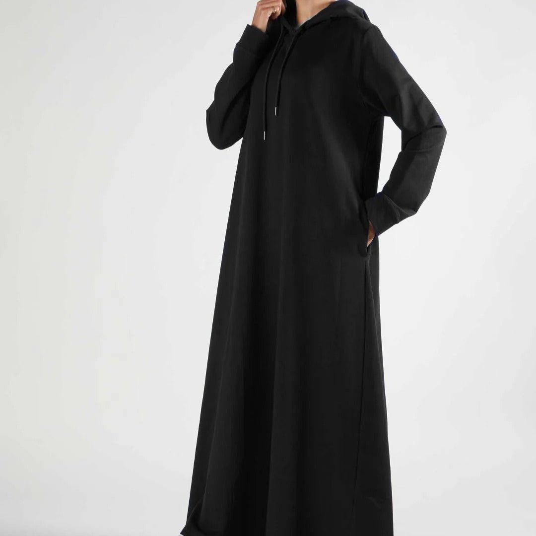 French Terry Hoodie Abaya With Pockets (MA340)