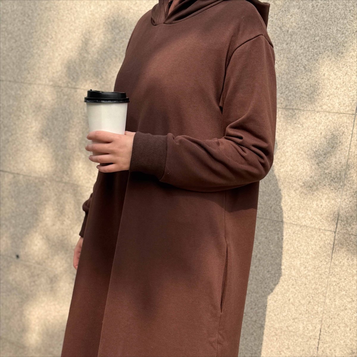 French Terry Hoodie Abaya With Pockets (MA340)