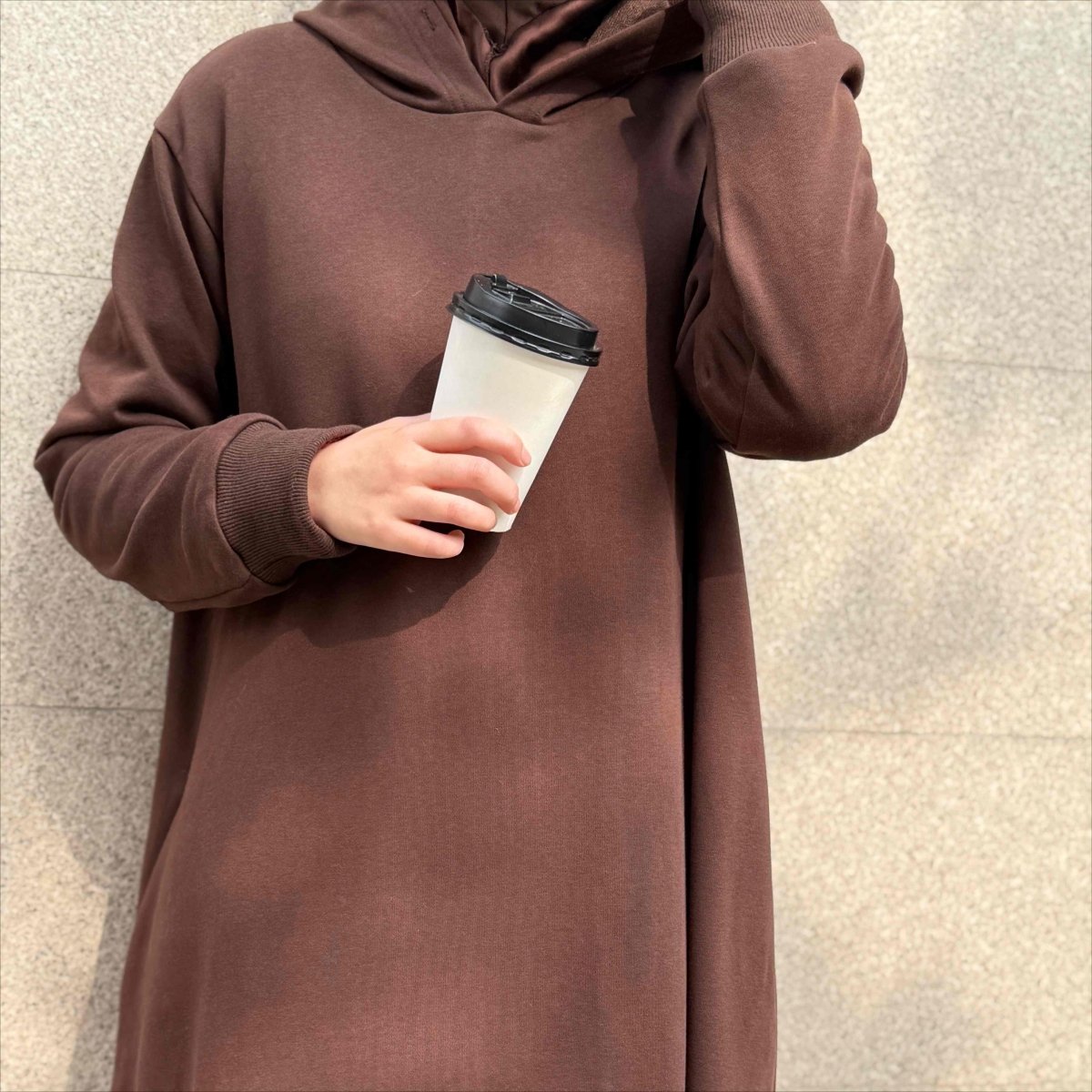 French Terry Hoodie Abaya With Pockets (MA340)