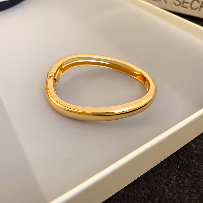 Luxury Minimalist Glossy High-grade Shiny Bracelets - Simple Temperament Cold-Tone Bangles (MAC242)