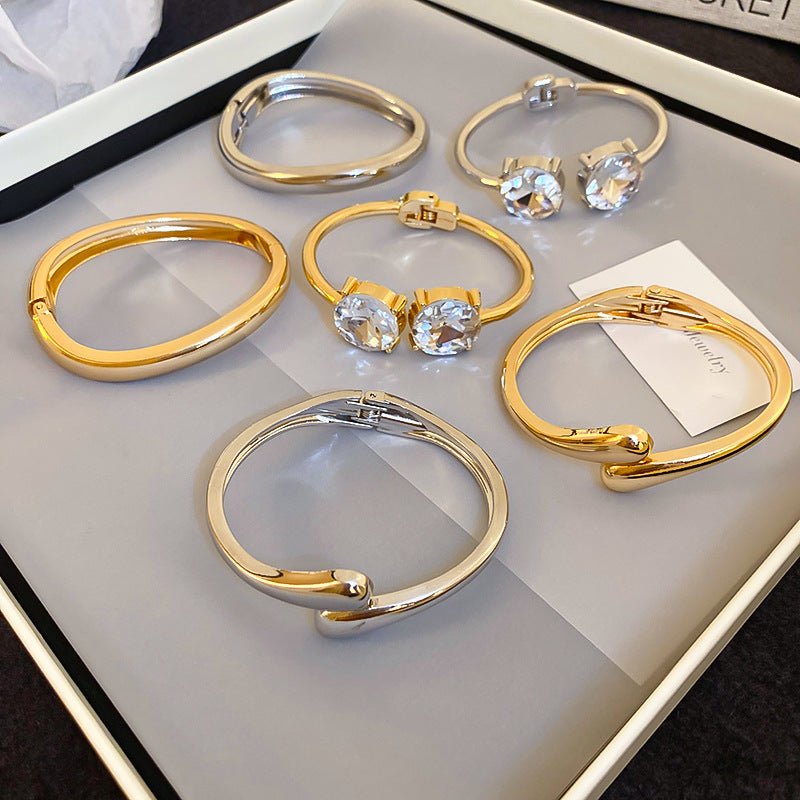 Luxury Minimalist Glossy High-grade Shiny Bracelets - Simple Temperament Cold-Tone Bangles (MAC242)