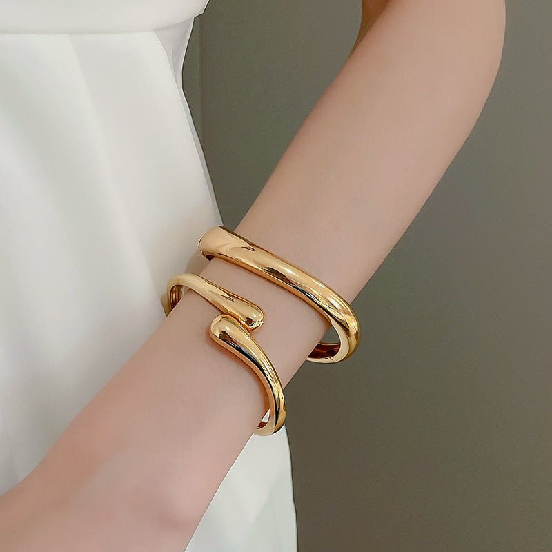 Luxury Minimalist Glossy High-grade Shiny Bracelets - Simple Temperament Cold-Tone Bangles (MAC242)