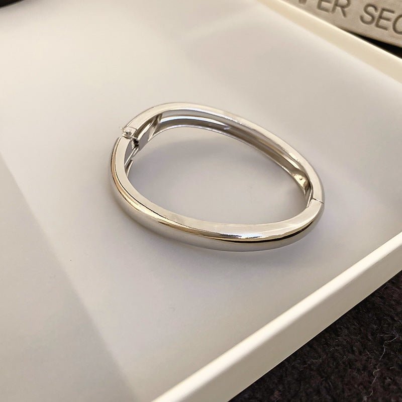 Luxury Minimalist Glossy High-grade Shiny Bracelets - Simple Temperament Cold-Tone Bangles (MAC242)