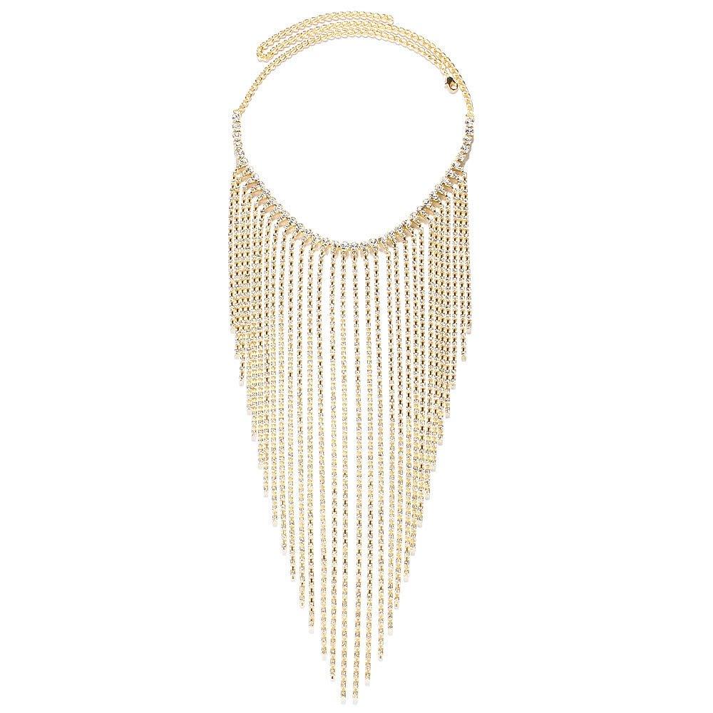 MAC117 Long Fringed Rhinestone Chain Veil Mask