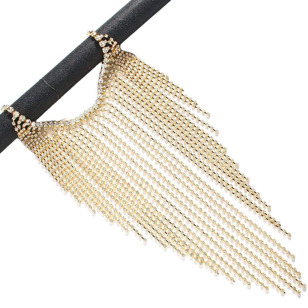 MAC117 Long Fringed Rhinestone Chain Veil Mask