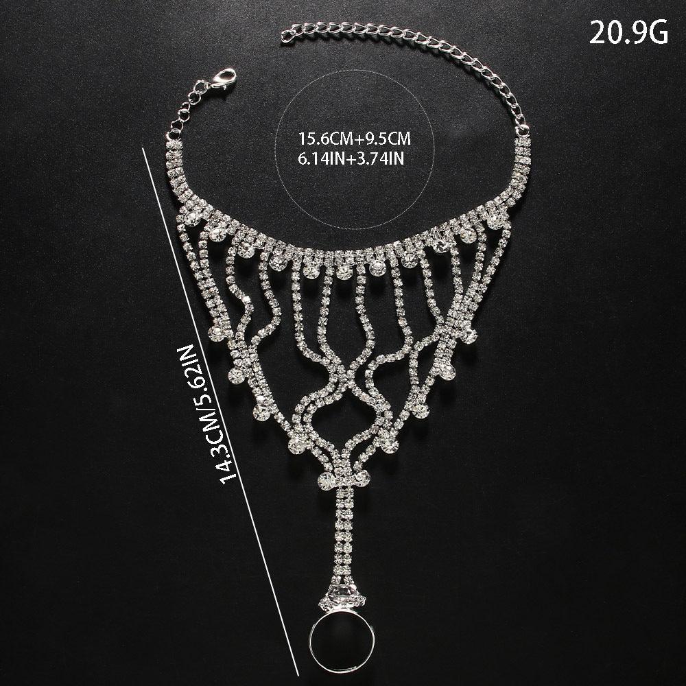 MAC118 Full Diamond Light Luxury Tassel Ring Bracelet