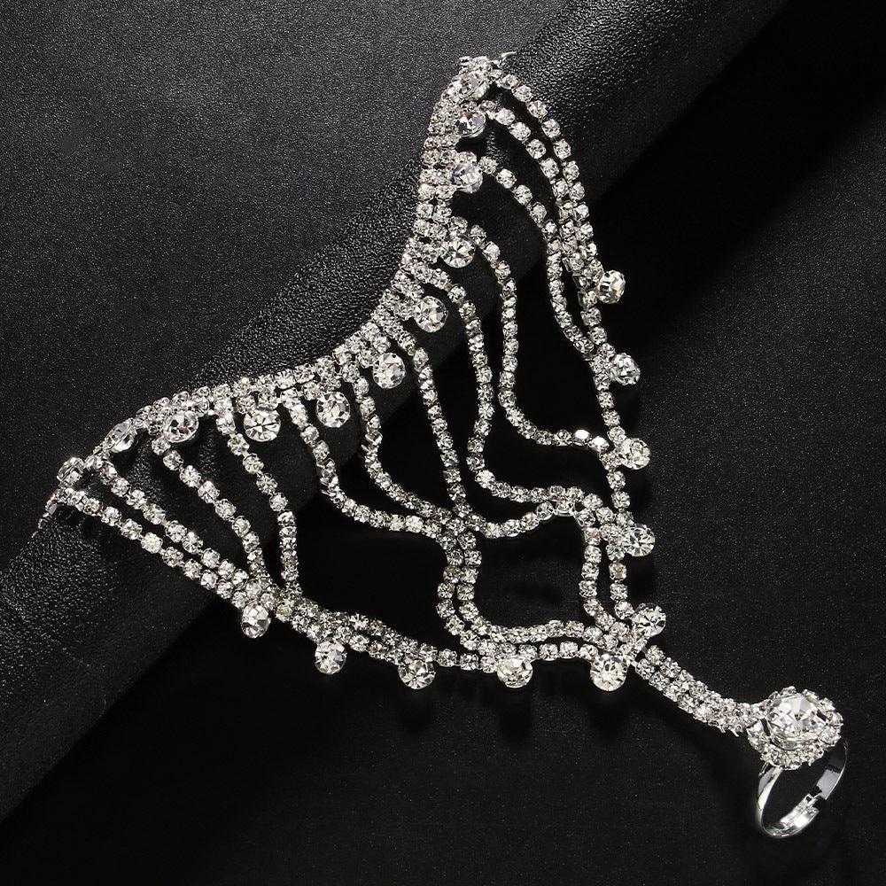 MAC118 Full Diamond Light Luxury Tassel Ring Bracelet