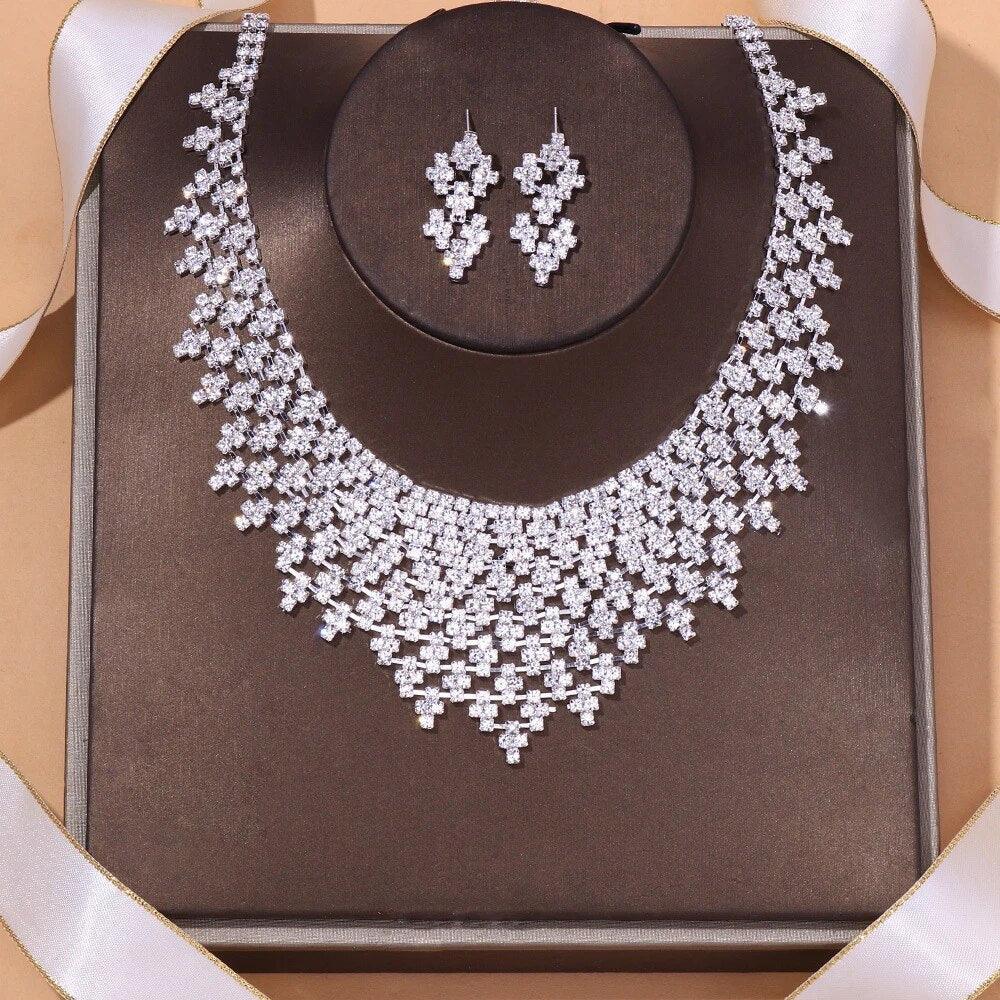 MAC128 Stylish Rhinestone Tassel Jewelry Set