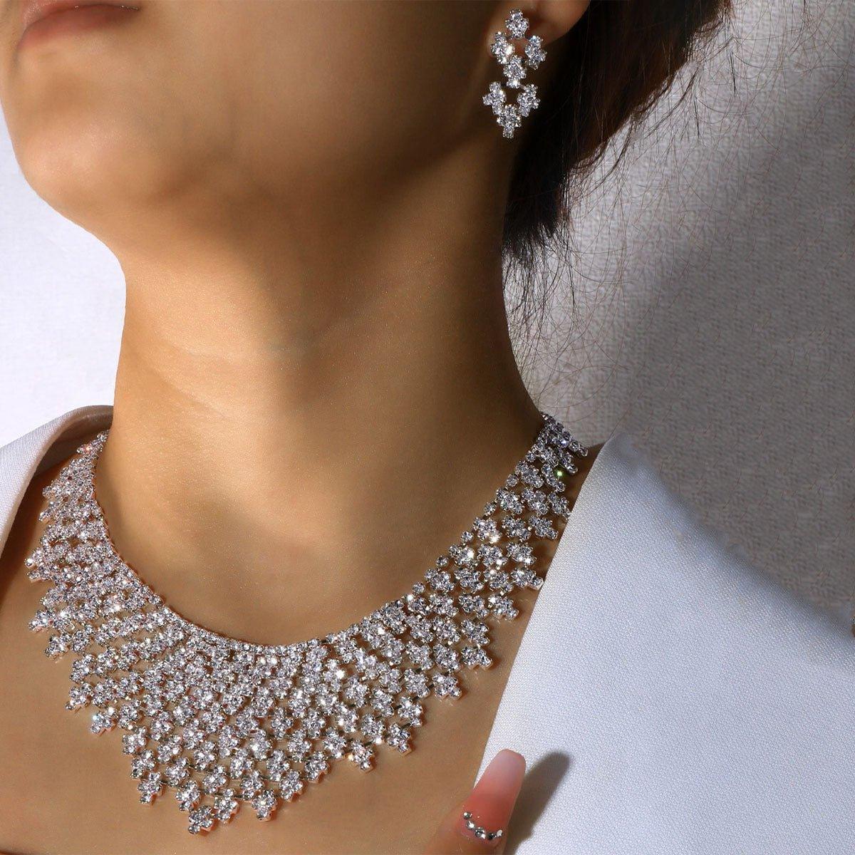 MAC128 Stylish Rhinestone Tassel Jewelry Set