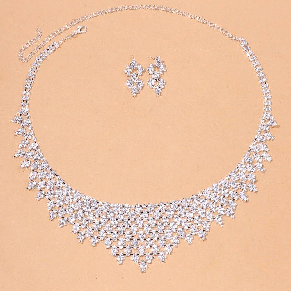 MAC128 Stylish Rhinestone Tassel Jewelry Set