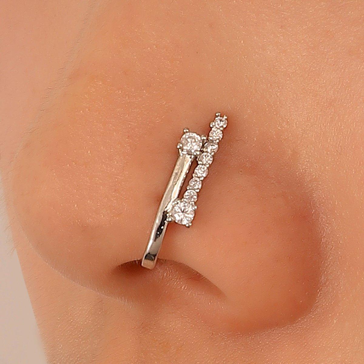 MAC134 Non-Puncture T-Shape Micropaved Zirconia Nose Ring