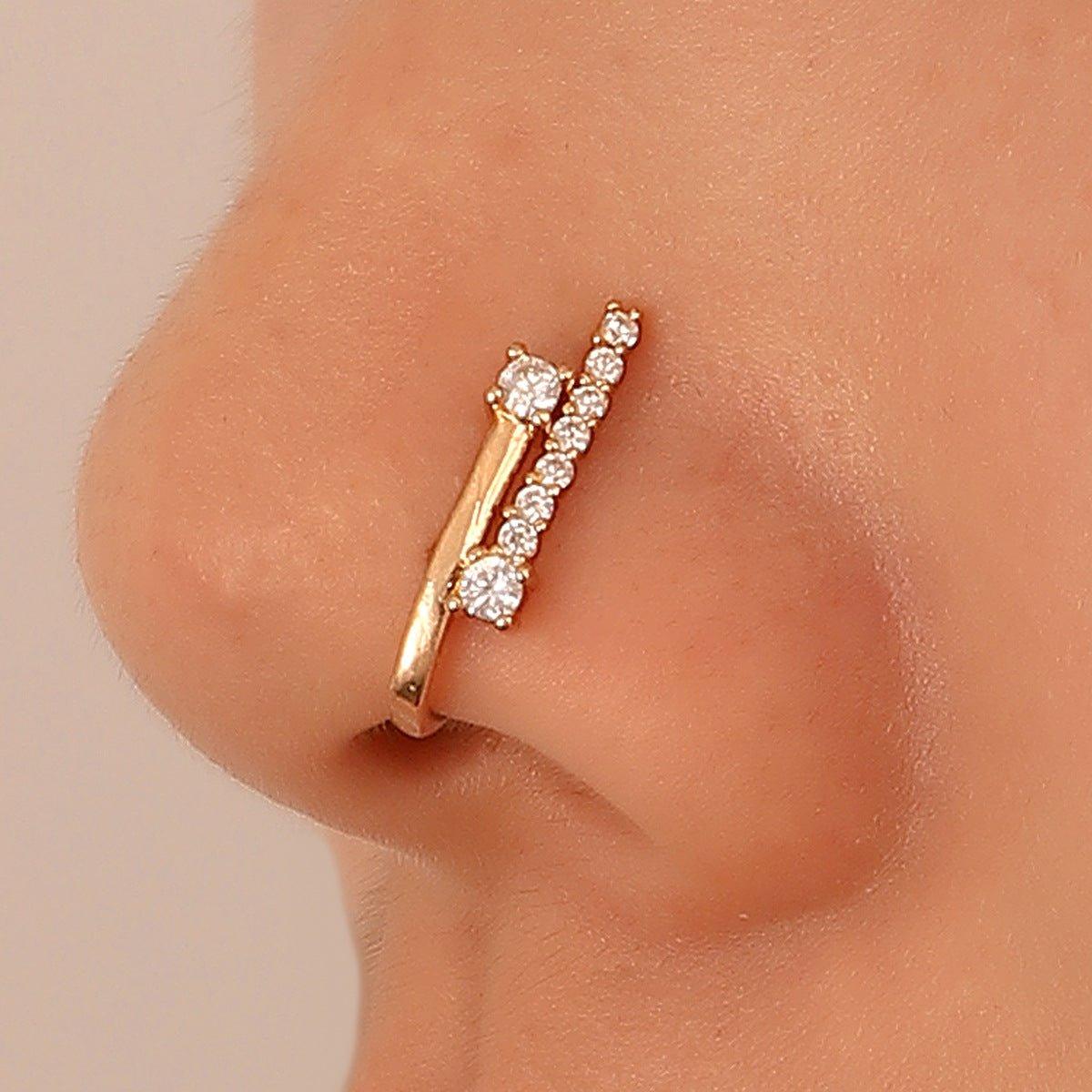 MAC134 Non-Puncture T-Shape Micropaved Zirconia Nose Ring